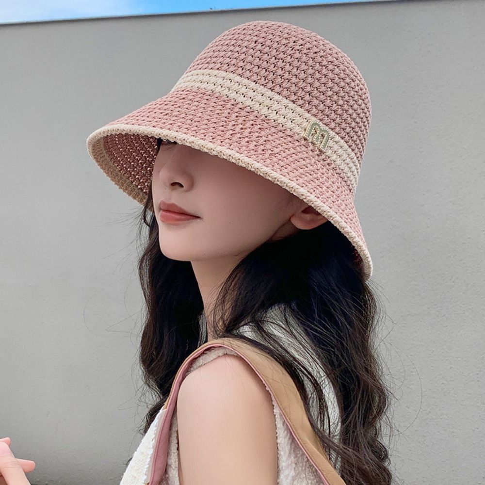 Breathable Elegant Bow Fisherm - Bucket Hat Straw ulasan dan harga