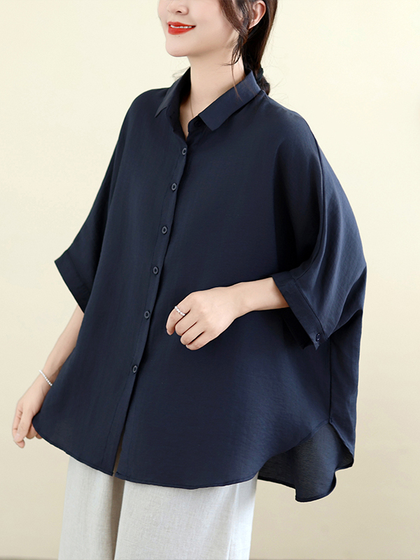Loose Fit Cotton Linen Batwing - Linen Shirt Breathable ulasan dan harga
