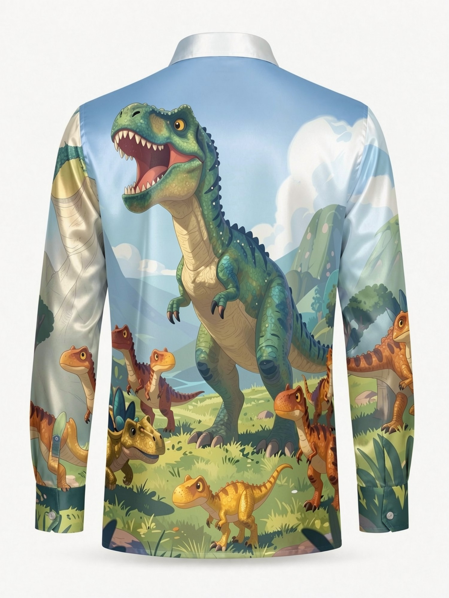 Mens Fashion Satin Long Sleeve - Resort Shirt Floral ulasan dan harga