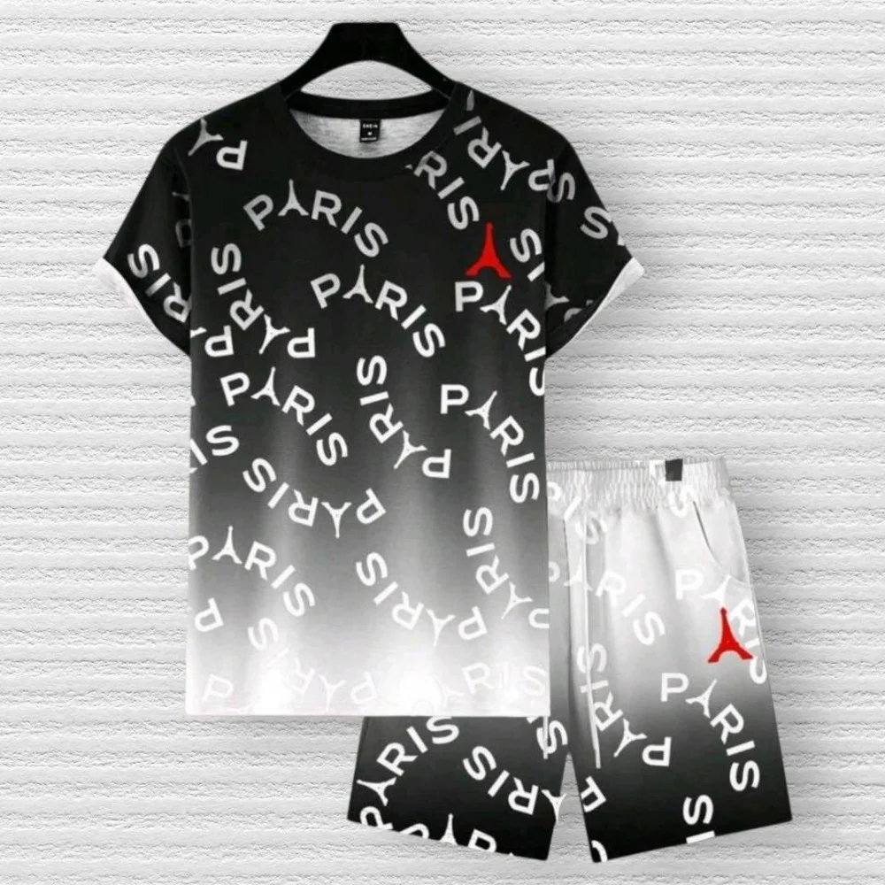 Men Letter Print Round Neck Sh - Tee Graphic Print ulasan dan harga