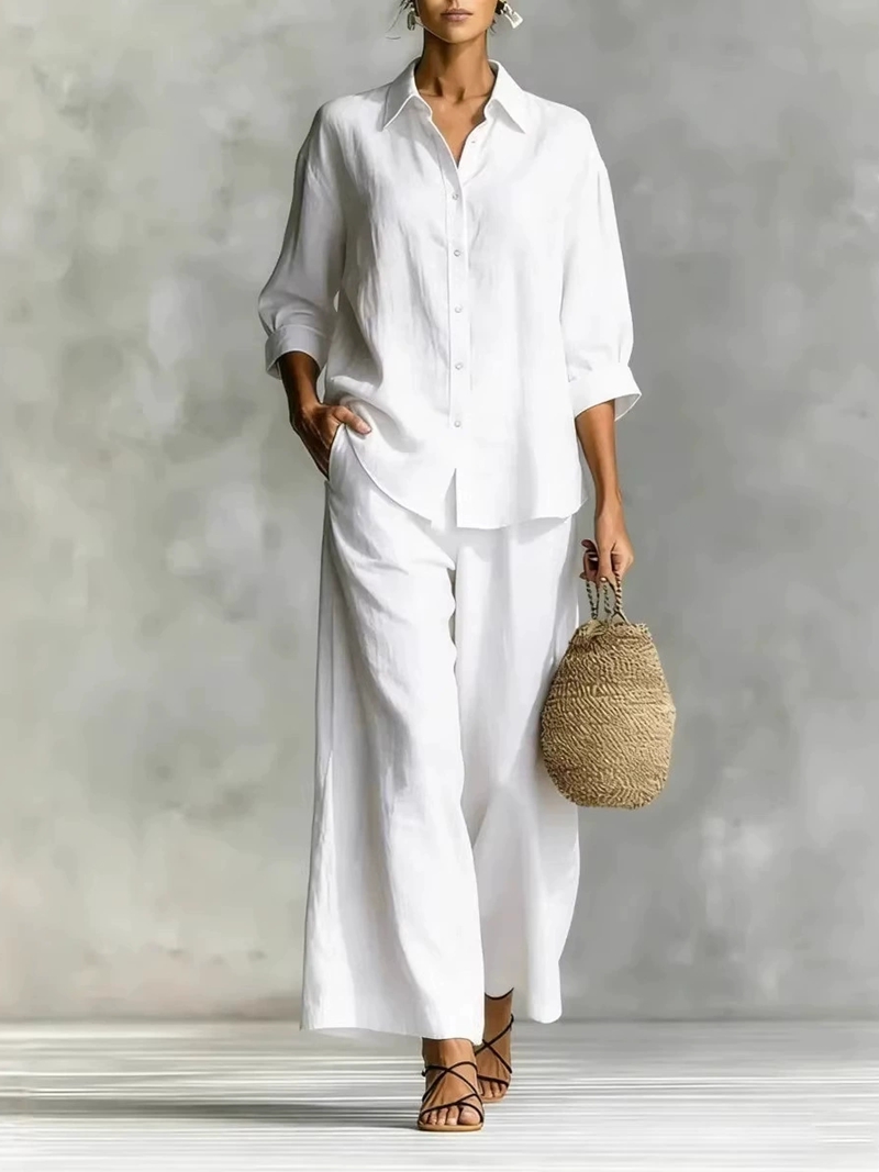Women's New 7-Sleeve Shirt & W - Linen Shirt Breathable ulasan dan harga