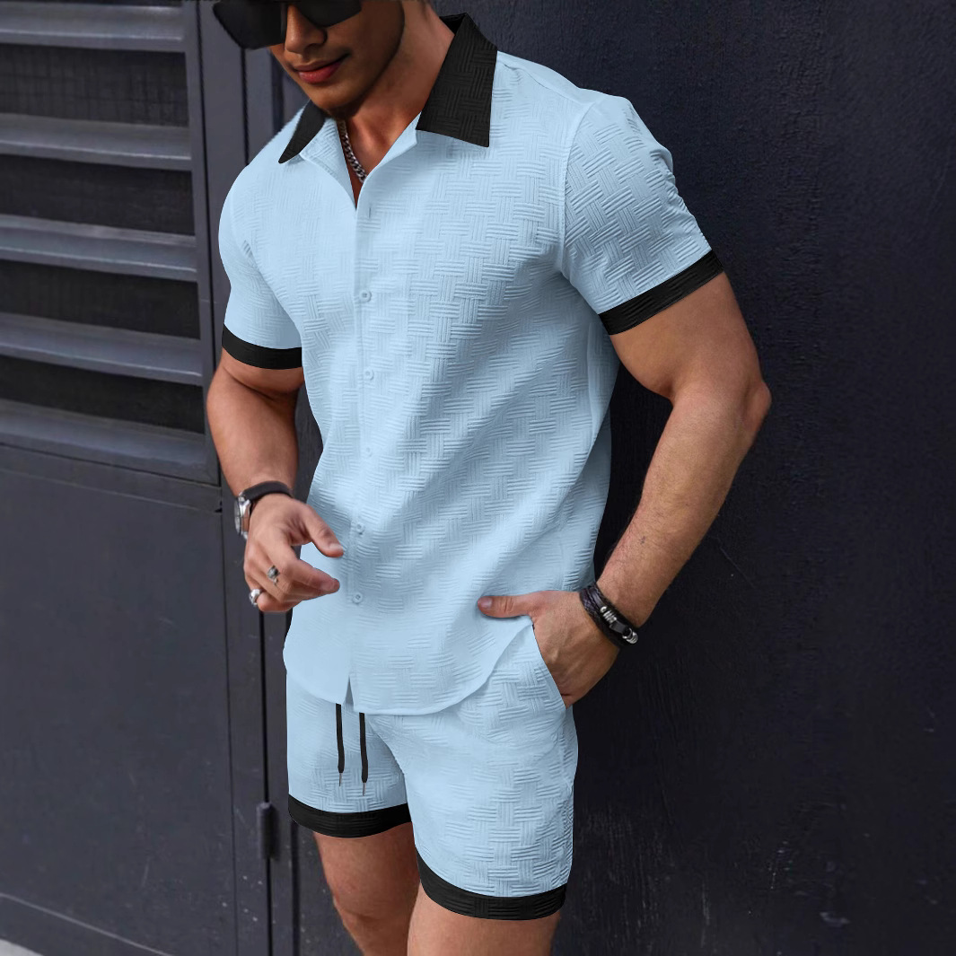 Matching Sets Trend Men Suit   - Short Linen Drawstring ulasan dan harga