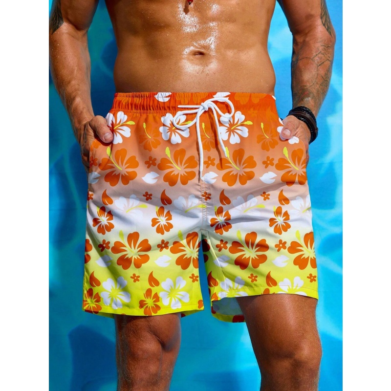 Colorful Flower Graphic Swim T - Trunks Board Surf ulasan dan harga