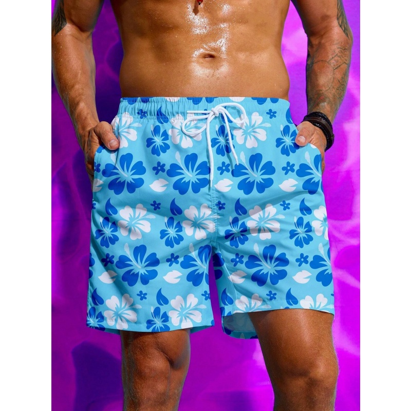 Colorful Flower Graphic Swim T - Trunks Board Surf ulasan dan harga