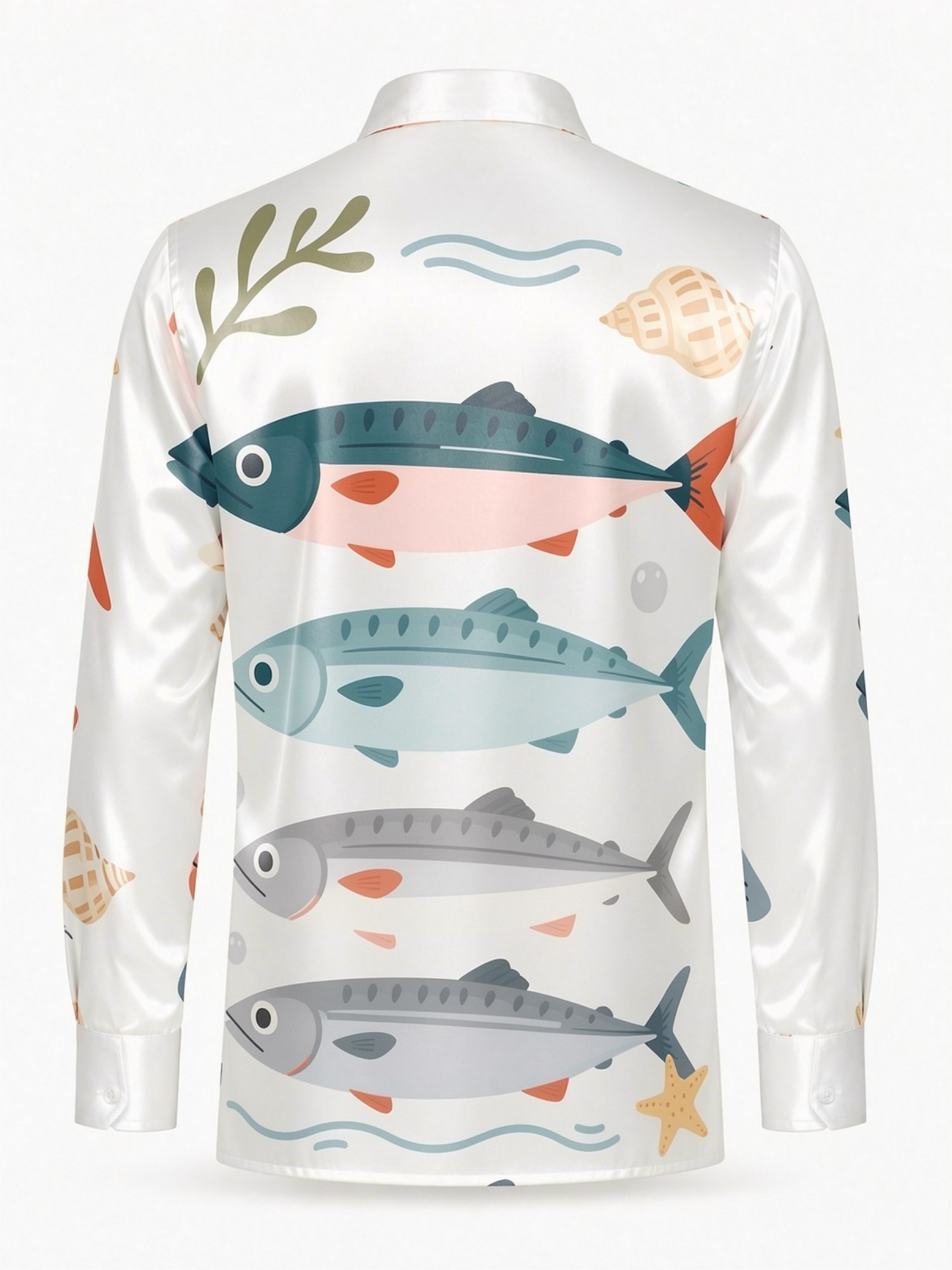 Mens Luxury Satin Long Sleeve  - Resort Shirt Floral ulasan dan harga